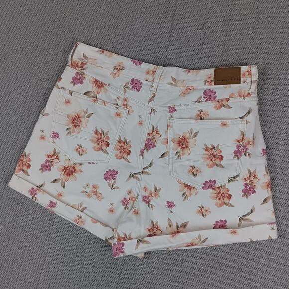 American Eagle Shorts Womens 10 White Floral Print Pleated Summer Cottagecore - Picture 7 of 14
